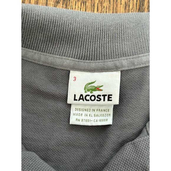 Lacoste Men's Devanlay Gray Short Sleeve Regular Fit Logo Polo Shirt Size 3 - Picture 3 of 8